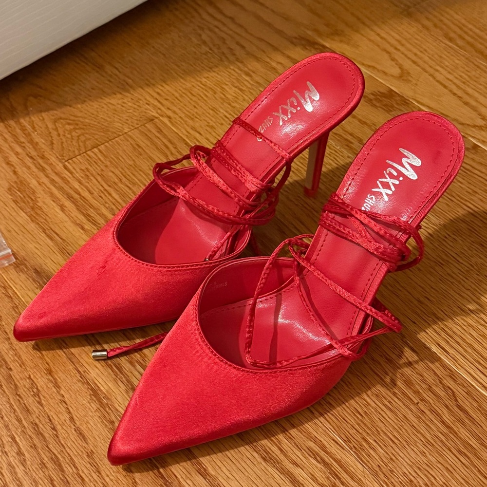 Red Satin Heels